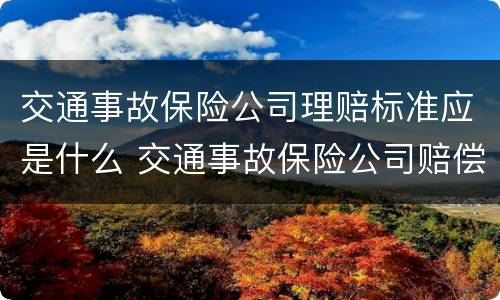 交通事故保险公司理赔标准应是什么 交通事故保险公司赔偿标准明细表2021