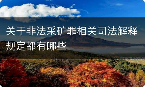 关于非法采矿罪相关司法解释规定都有哪些