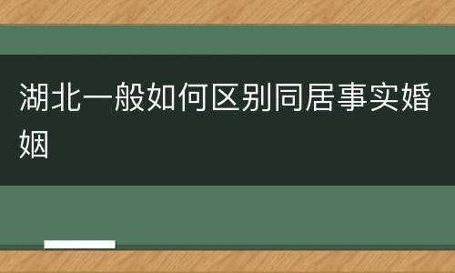 湖北一般如何区别同居事实婚姻