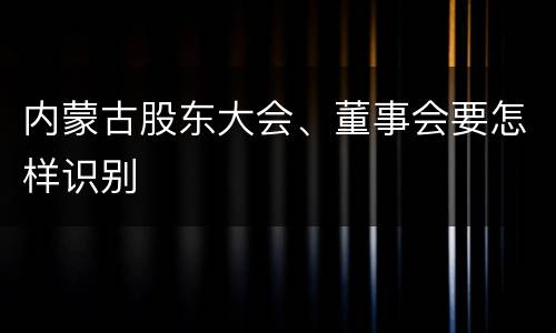 内蒙古股东大会、董事会要怎样识别