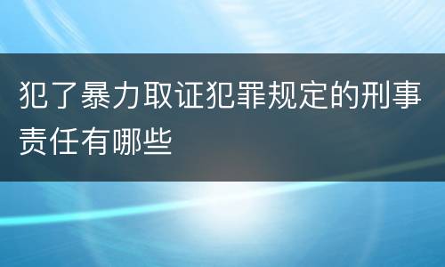 犯了暴力取证犯罪规定的刑事责任有哪些