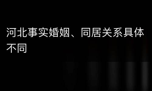 河北事实婚姻、同居关系具体不同