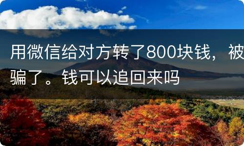 用微信给对方转了800块钱，被骗了。钱可以追回来吗