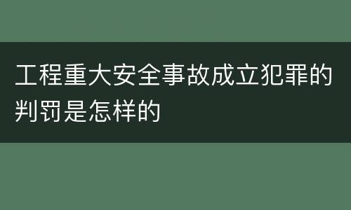 工程重大安全事故成立犯罪的判罚是怎样的