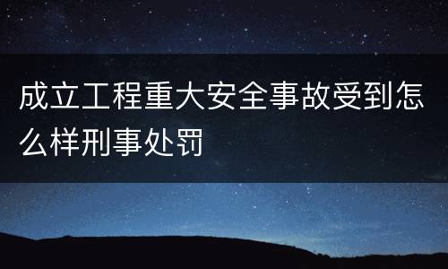 成立工程重大安全事故受到怎么样刑事处罚