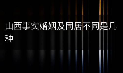 山西事实婚姻及同居不同是几种