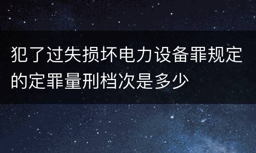 犯了过失损坏电力设备罪规定的定罪量刑档次是多少