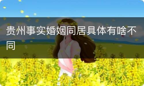 贵州事实婚姻同居具体有啥不同