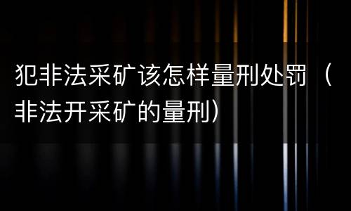 犯非法采矿该怎样量刑处罚（非法开采矿的量刑）