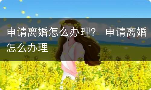 申请离婚怎么办理？ 申请离婚怎么办理