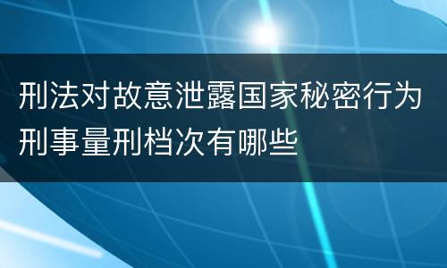 刑法对故意泄露国家秘密行为刑事量刑档次有哪些