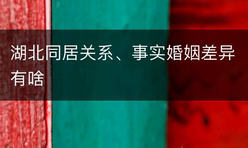 湖北同居关系、事实婚姻差异有啥