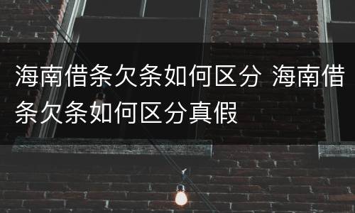 海南借条欠条如何区分 海南借条欠条如何区分真假