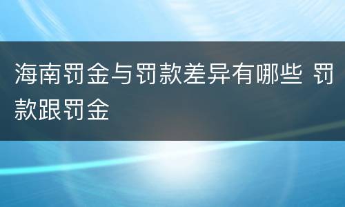 海南罚金与罚款差异有哪些 罚款跟罚金