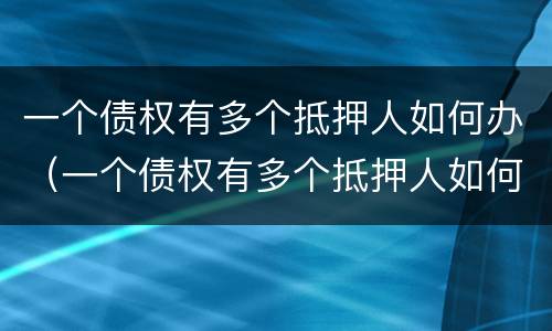 一个债权有多个抵押人如何办（一个债权有多个抵押人如何办贷款）