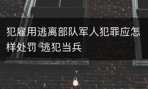 犯雇用逃离部队军人犯罪应怎样处罚 逃犯当兵