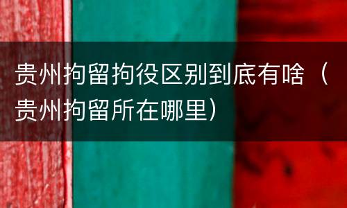 贵州拘留拘役区别到底有啥（贵州拘留所在哪里）