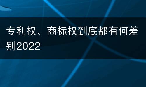 专利权、商标权到底都有何差别2022