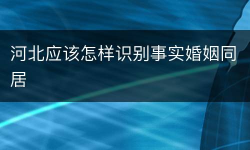 河北应该怎样识别事实婚姻同居