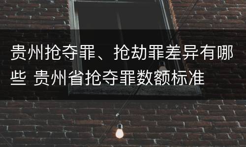 贵州抢夺罪、抢劫罪差异有哪些 贵州省抢夺罪数额标准