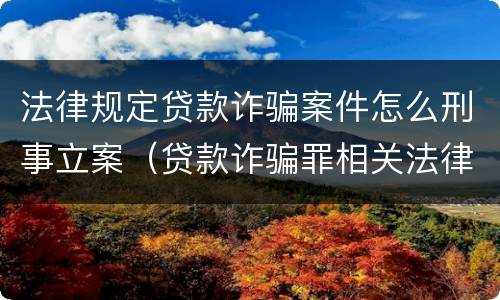 法律规定贷款诈骗案件怎么刑事立案（贷款诈骗罪相关法律规定）