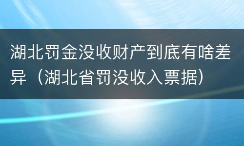 湖北罚金没收财产到底有啥差异（湖北省罚没收入票据）