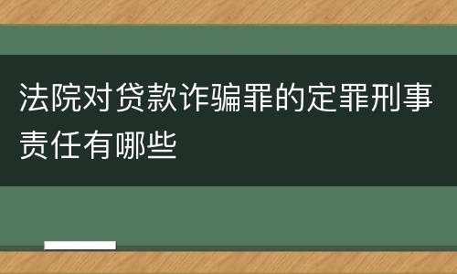 法院对贷款诈骗罪的定罪刑事责任有哪些