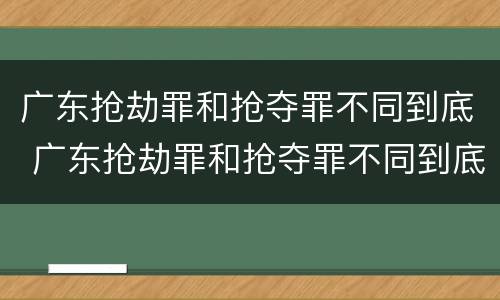 广东抢劫罪和抢夺罪不同到底 广东抢劫罪和抢夺罪不同到底怎么判