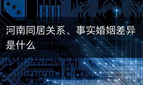 河南同居关系、事实婚姻差异是什么