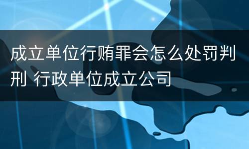 成立单位行贿罪会怎么处罚判刑 行政单位成立公司