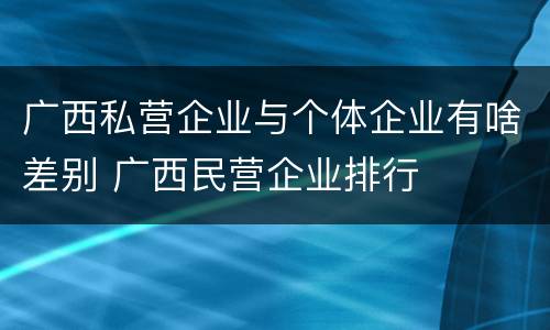 广西私营企业与个体企业有啥差别 广西民营企业排行