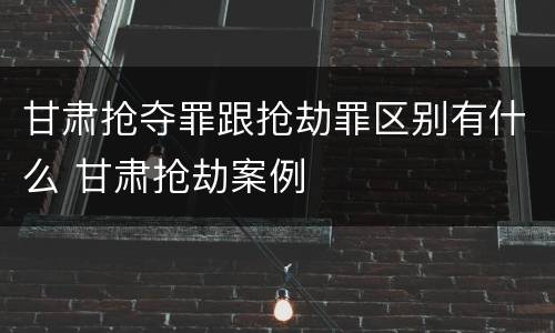 甘肃抢夺罪跟抢劫罪区别有什么 甘肃抢劫案例