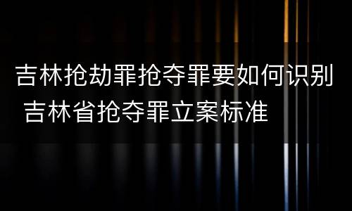 吉林抢劫罪抢夺罪要如何识别 吉林省抢夺罪立案标准