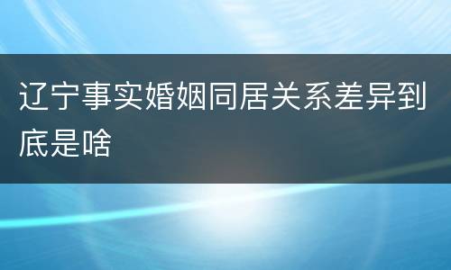 辽宁事实婚姻同居关系差异到底是啥