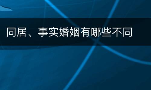 同居、事实婚姻有哪些不同