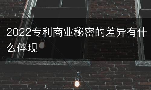 2022专利商业秘密的差异有什么体现