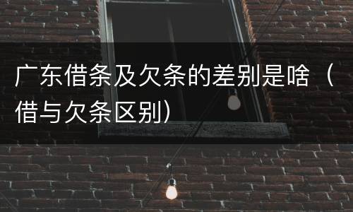 广东借条及欠条的差别是啥（借与欠条区别）