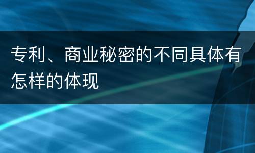 专利、商业秘密的不同具体有怎样的体现