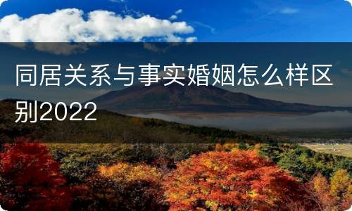 同居关系与事实婚姻怎么样区别2022