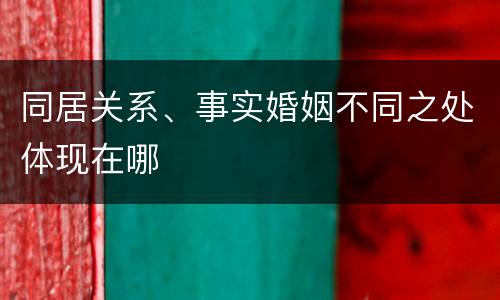 同居关系、事实婚姻不同之处体现在哪