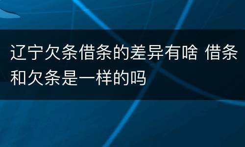 辽宁欠条借条的差异有啥 借条和欠条是一样的吗