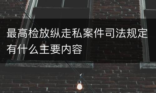 最高检放纵走私案件司法规定有什么主要内容