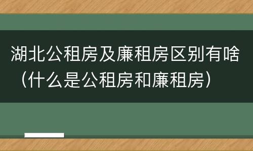 湖北公租房及廉租房区别有啥（什么是公租房和廉租房）