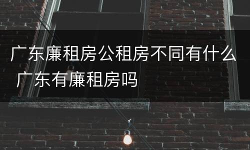 广东廉租房公租房不同有什么 广东有廉租房吗