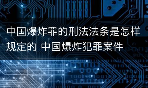 中国爆炸罪的刑法法条是怎样规定的 中国爆炸犯罪案件