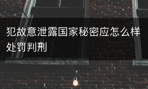 犯故意泄露国家秘密应怎么样处罚判刑