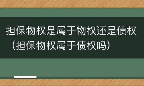 担保物权是属于物权还是债权（担保物权属于债权吗）