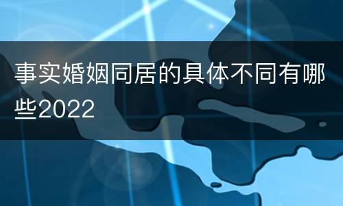 事实婚姻同居的具体不同有哪些2022