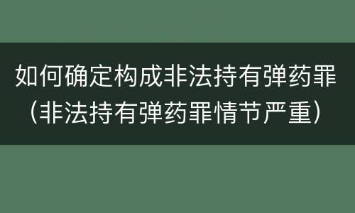 如何确定构成非法持有弹药罪（非法持有弹药罪情节严重）