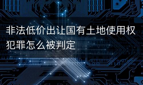 非法低价出让国有土地使用权犯罪怎么被判定